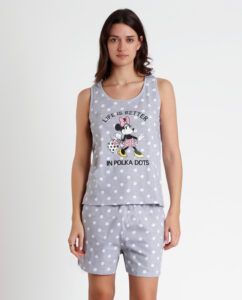 DISNEY Pijama Sin Mangas Minnie Dots para Mujer
