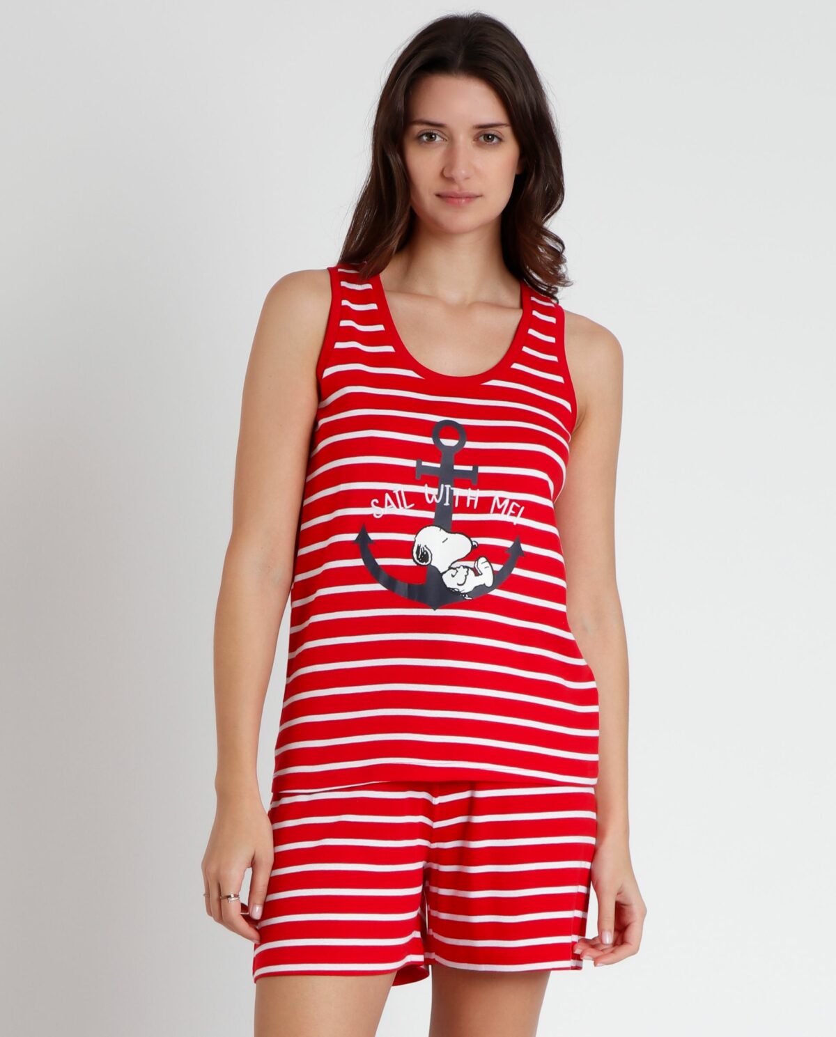 PEANUTS Pijama Sin Mangas Snoopy Navy para Mujer - Imagen 2