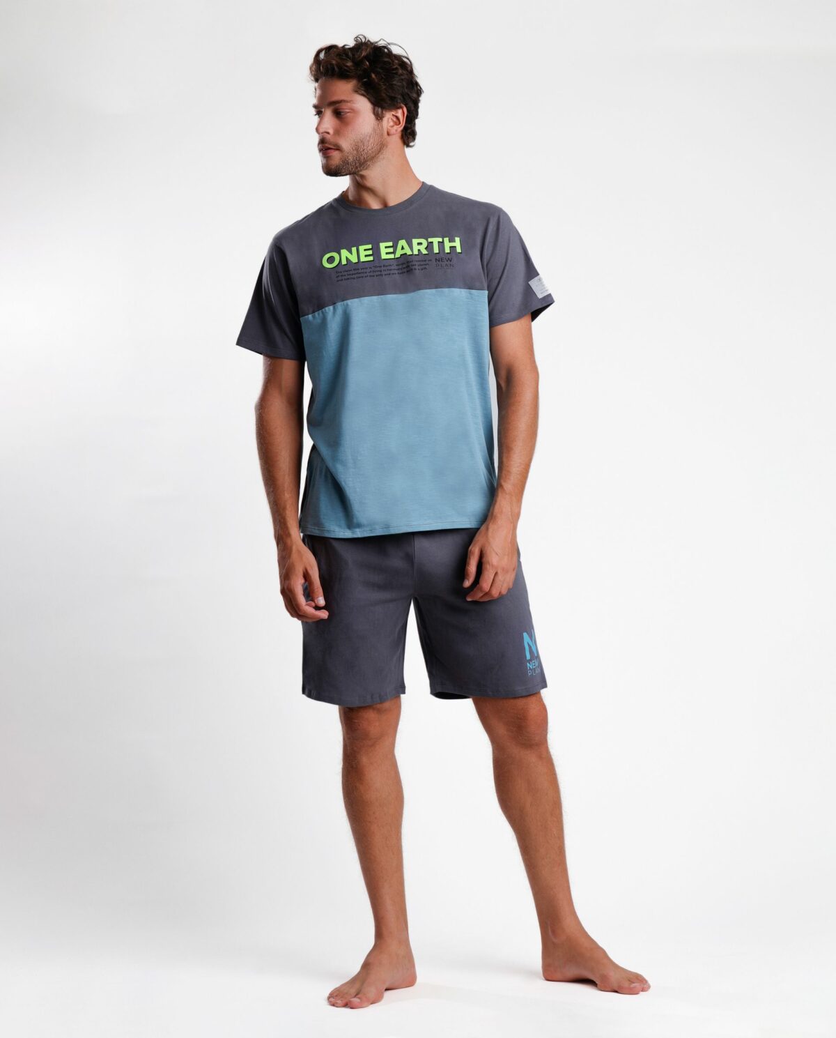 NEW PLAN Pijama Manga Corta One Earth para Hombre