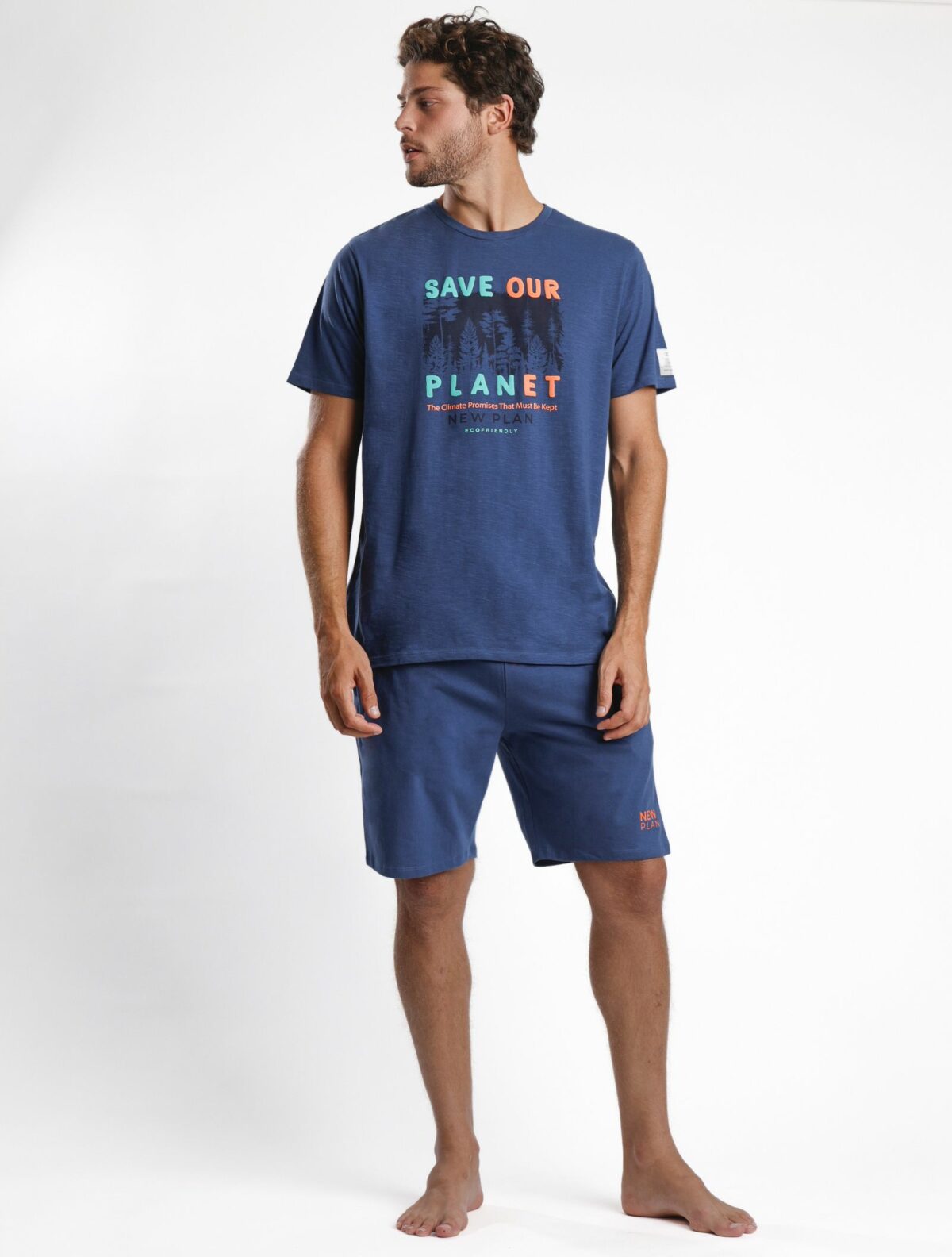 NEW PLAN Pijama Manga Corta Bosque para Hombre