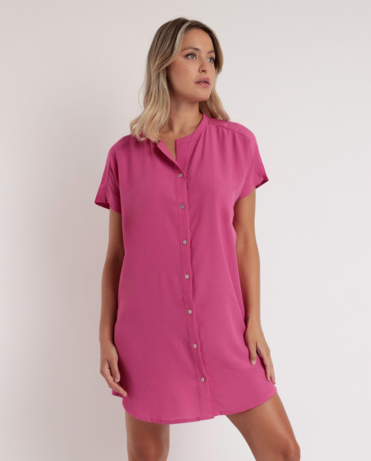 ADMAS Vestido Camisero Manga Corta Fluido para Mujer