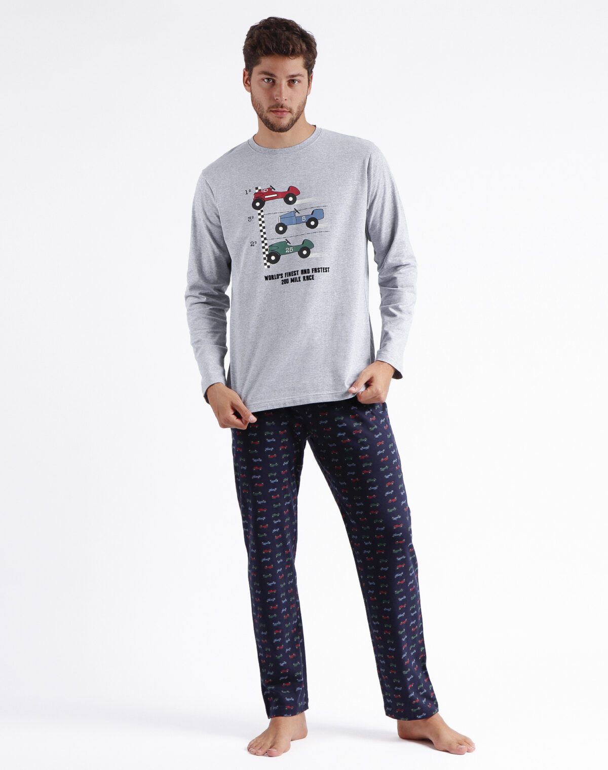 ADMAS Pijama Manga Larga Vintage Cars para Hombre