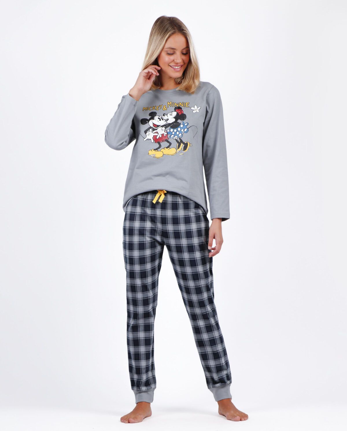 DISNEY Pijama Manga Larga Mickey Grey para Mujer