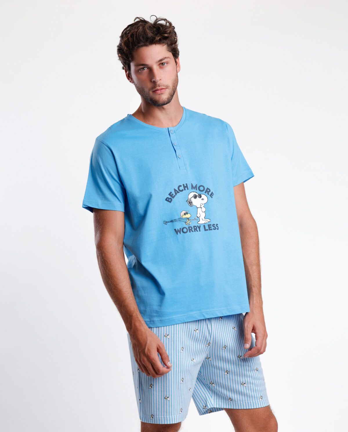 PEANUTS Pijama Manga Corta Worry Less para Hombre - Imagen 3