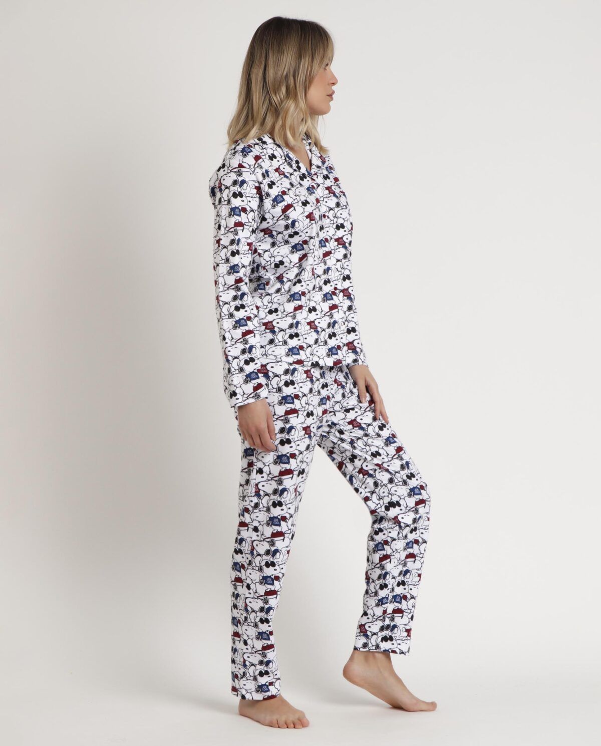 PEANUTS Pijama Abierto Manga Larga Snoopy Cool para Mujer - Imagen 2