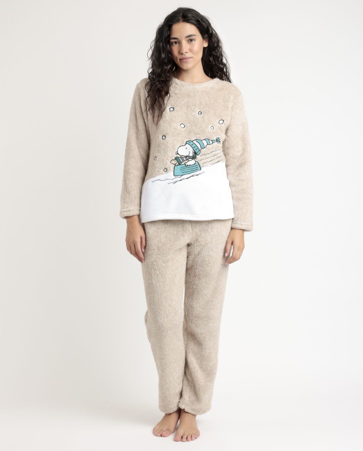 PEANUTS Pijama Manga Larga Calentito Let It Snow para Mujer