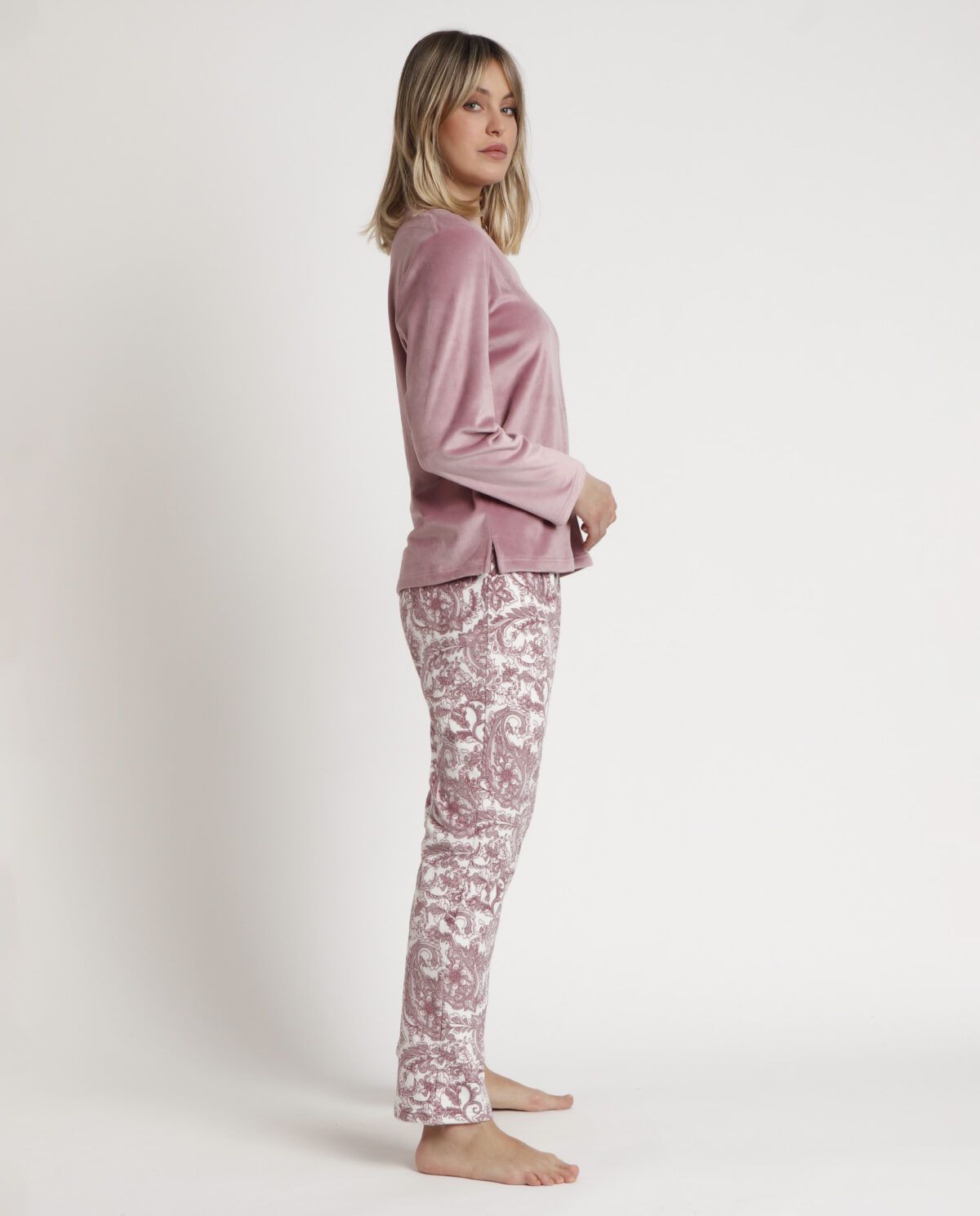 ADMAS CLASSIC Pijama Manga Larga Velvet Pico Cachemire para Mujer - Imagen 2