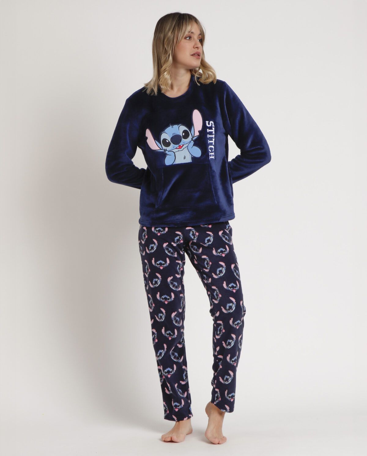 DISNEY Pijama Manga Larga Calentito Stitch Faces para Mujer