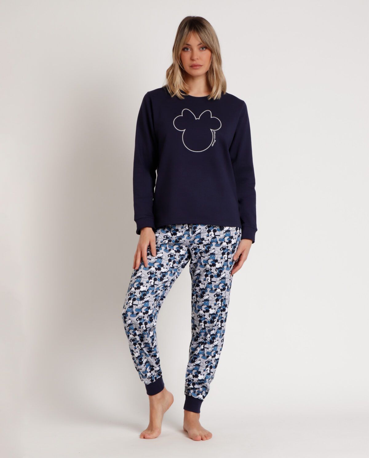 DISNEY Pijama Manga Larga Felpa Mickey Jeans para Mujer