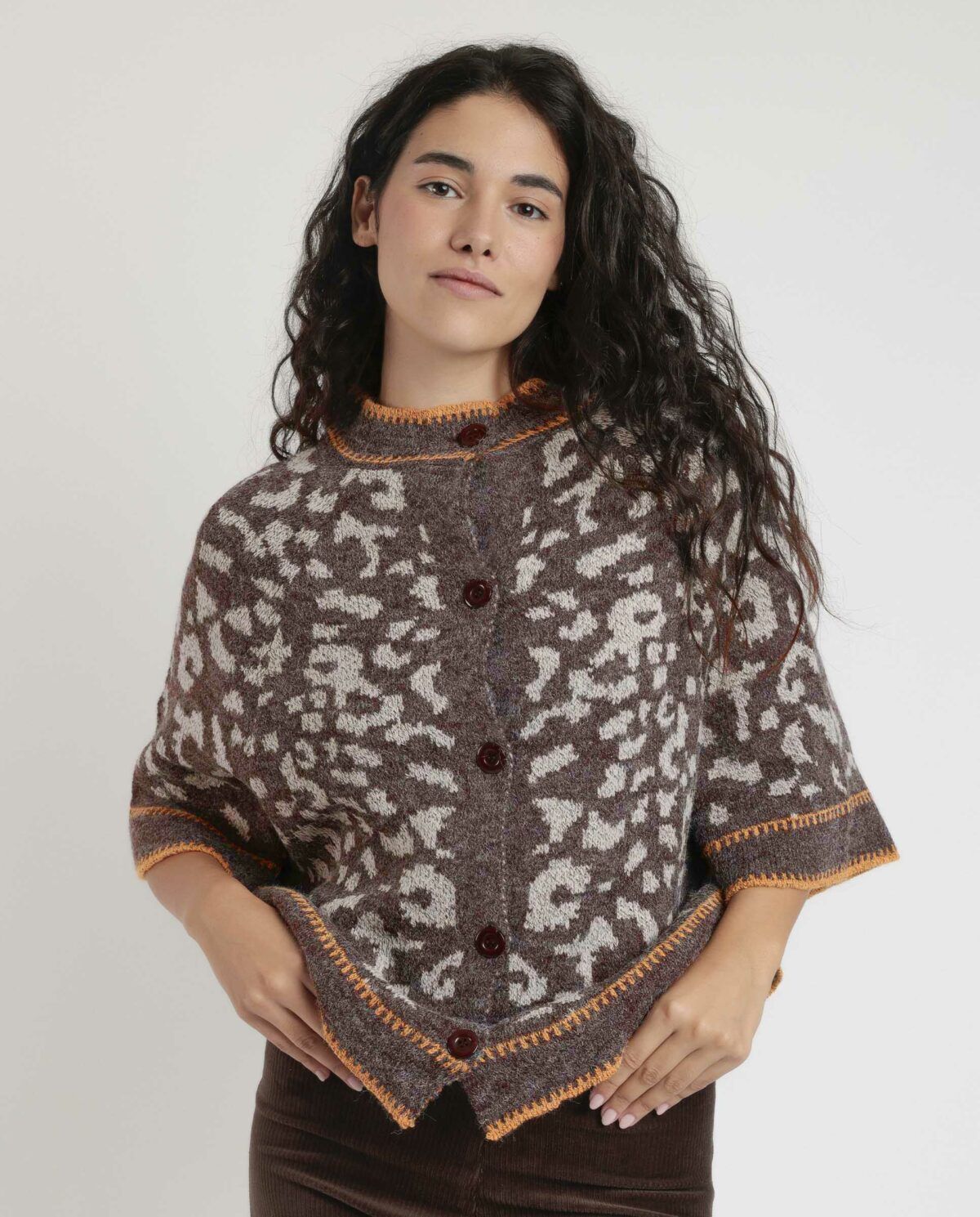 ADMAS Poncho de Punto Abierto Botones para Mujer