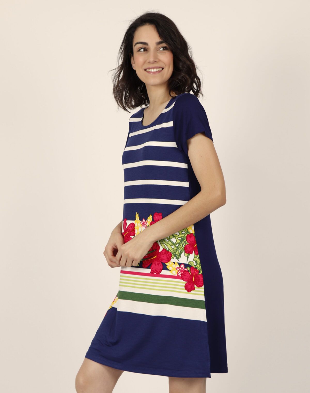 ADMAS Vestido Barca Navy Flowers para Mujer - Imagen 2