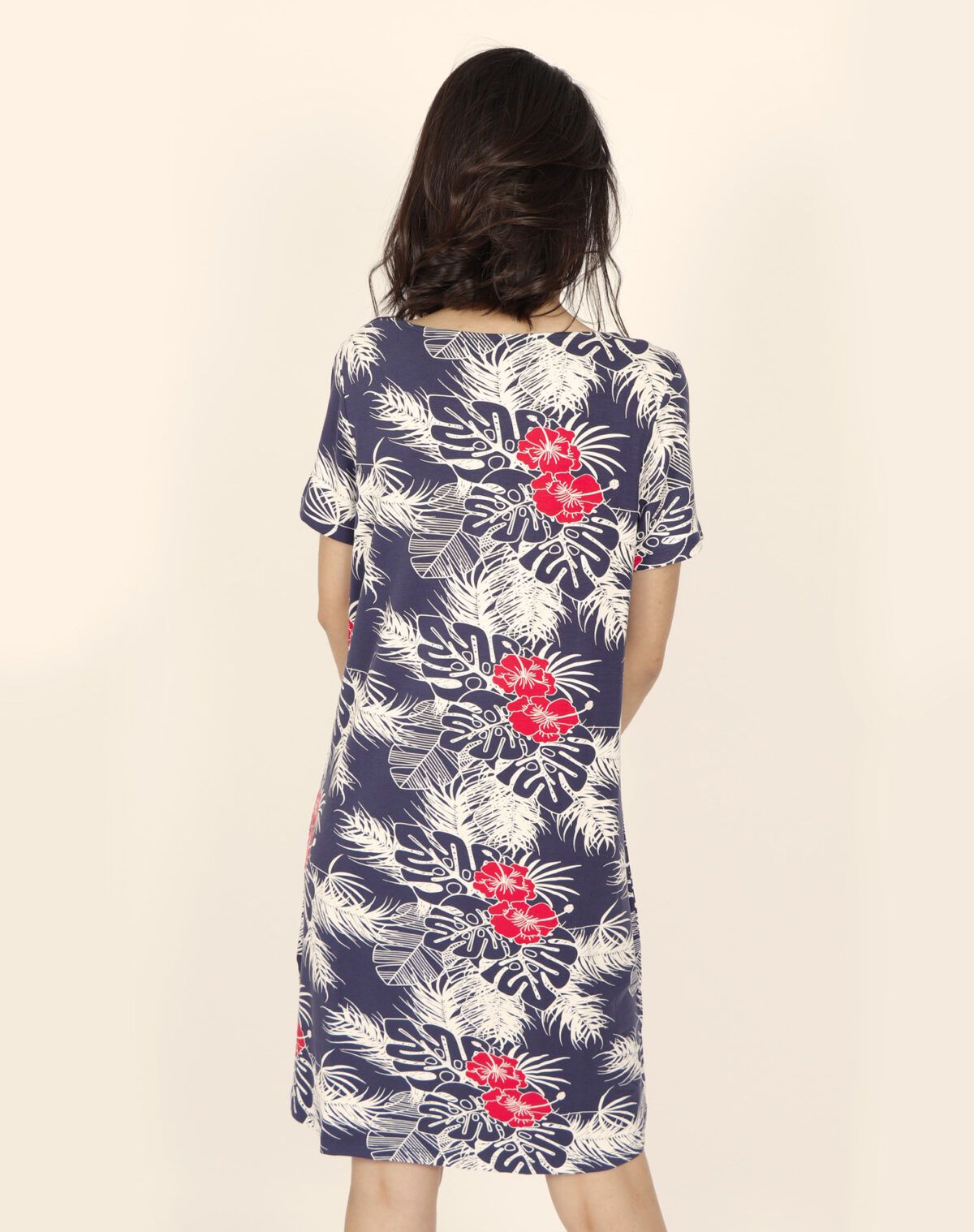 ADMAS Vestido Manga Corta Tropical Navy para Mujer - Imagen 3