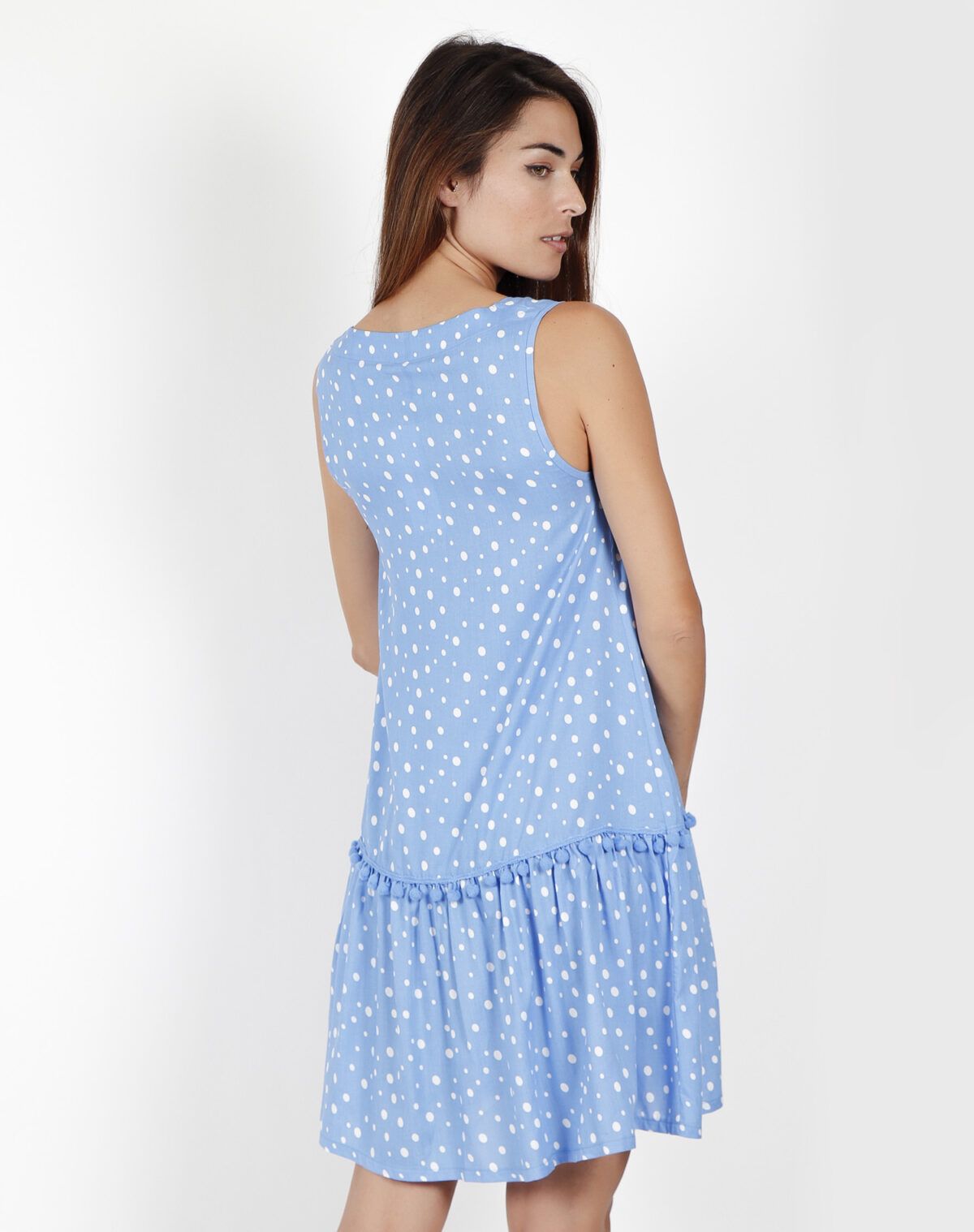 ADMAS Vestido Playa Corto Sin Mangas Small Dots para Mujer - Imagen 3