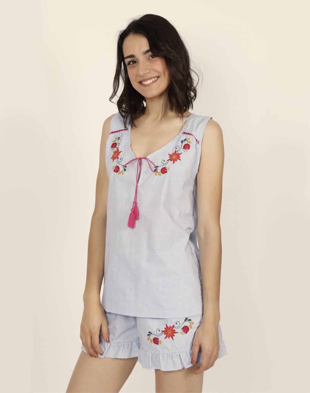 ADMAS Pijama tirantes Mexican Embroidery para Mujer - Imagen 3