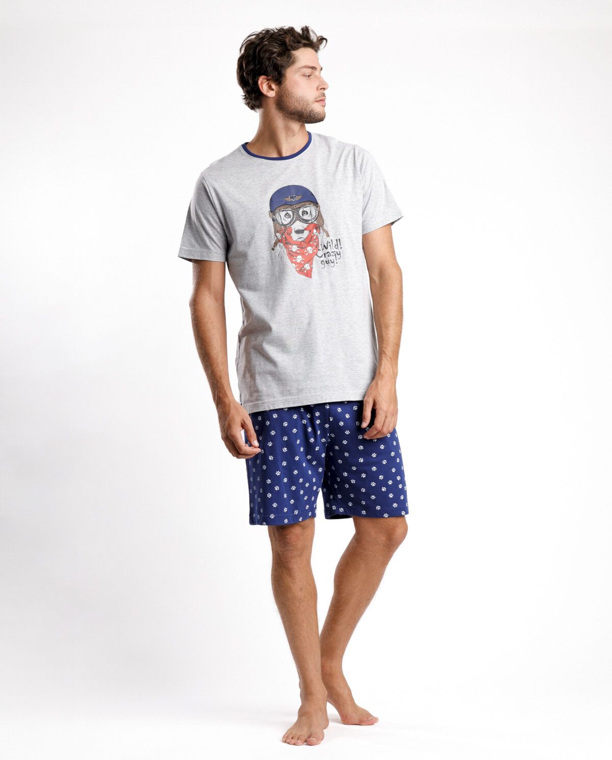 DIVER Pijama Manga Corta Wild Crazy Guy para Hombre