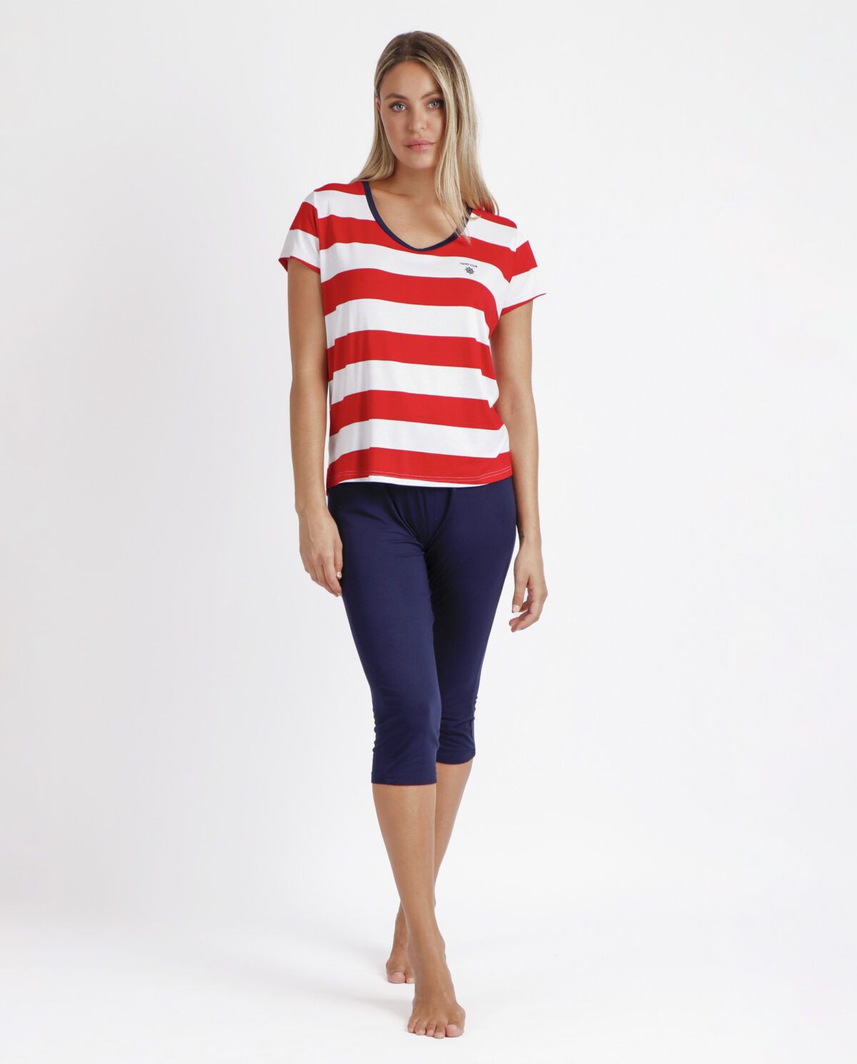 ADMAS Pijama Manga Corta Red Navy para Mujer