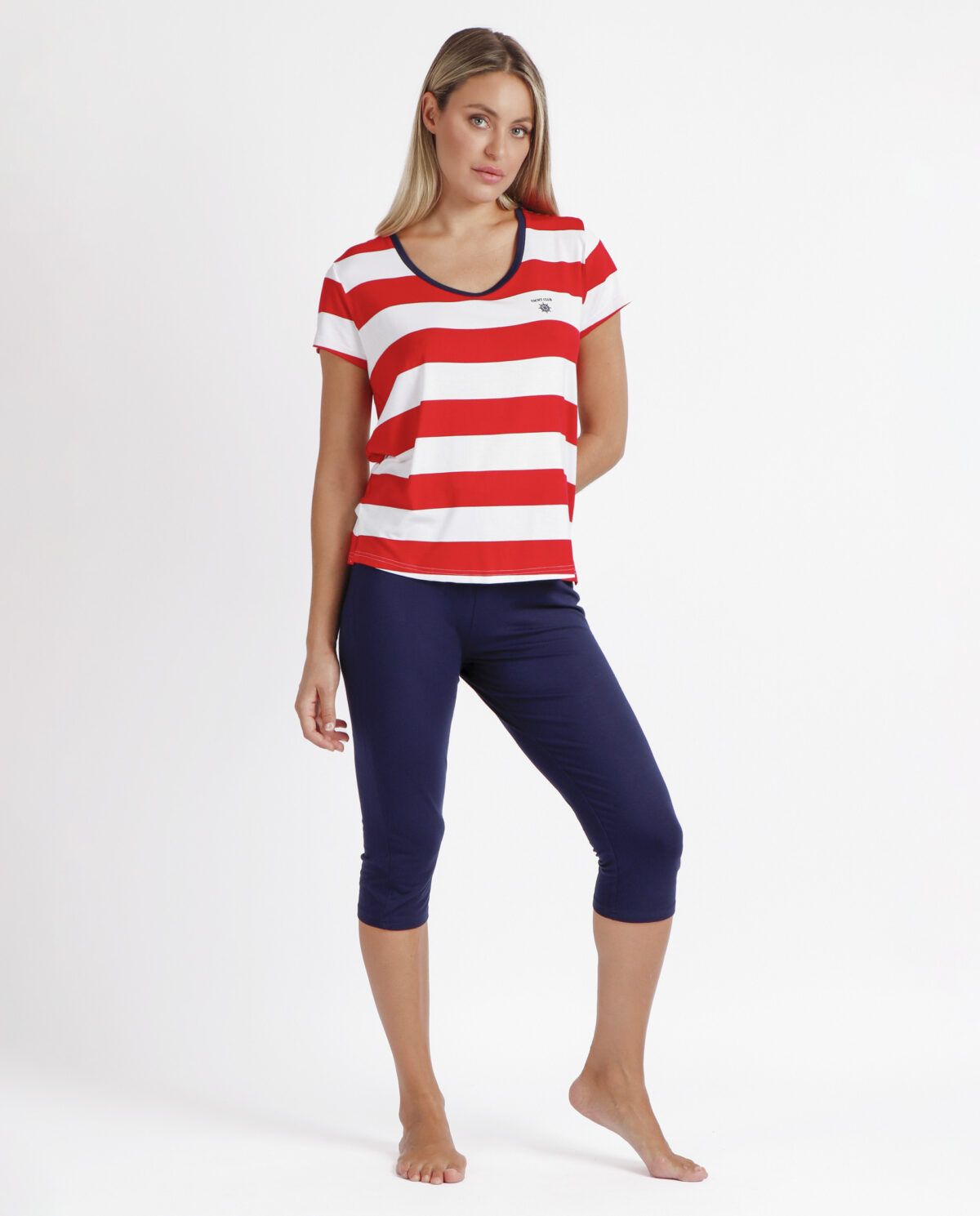 ADMAS Pijama Manga Corta Red Navy para Mujer - Imagen 2