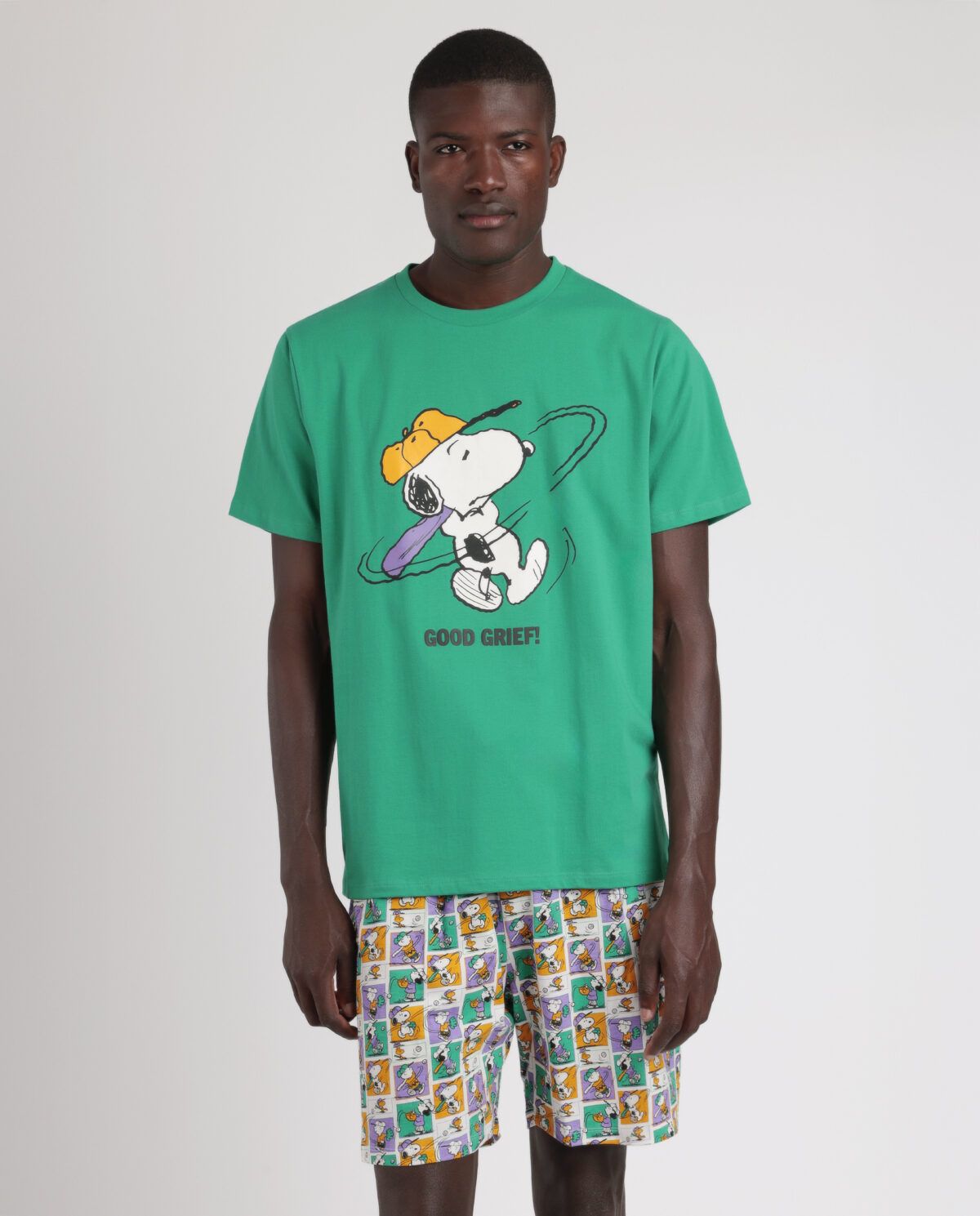 PEANUTS Pijama Manga Corta Good Grief para Hombre