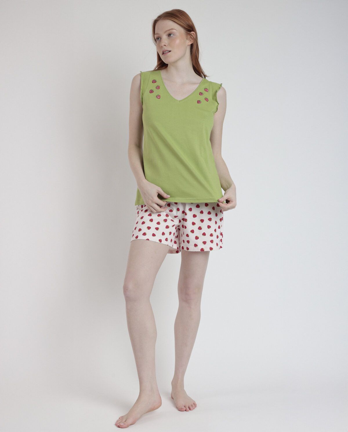 ADMAS Pijama Sin Mangas Strawberry Field para Mujer