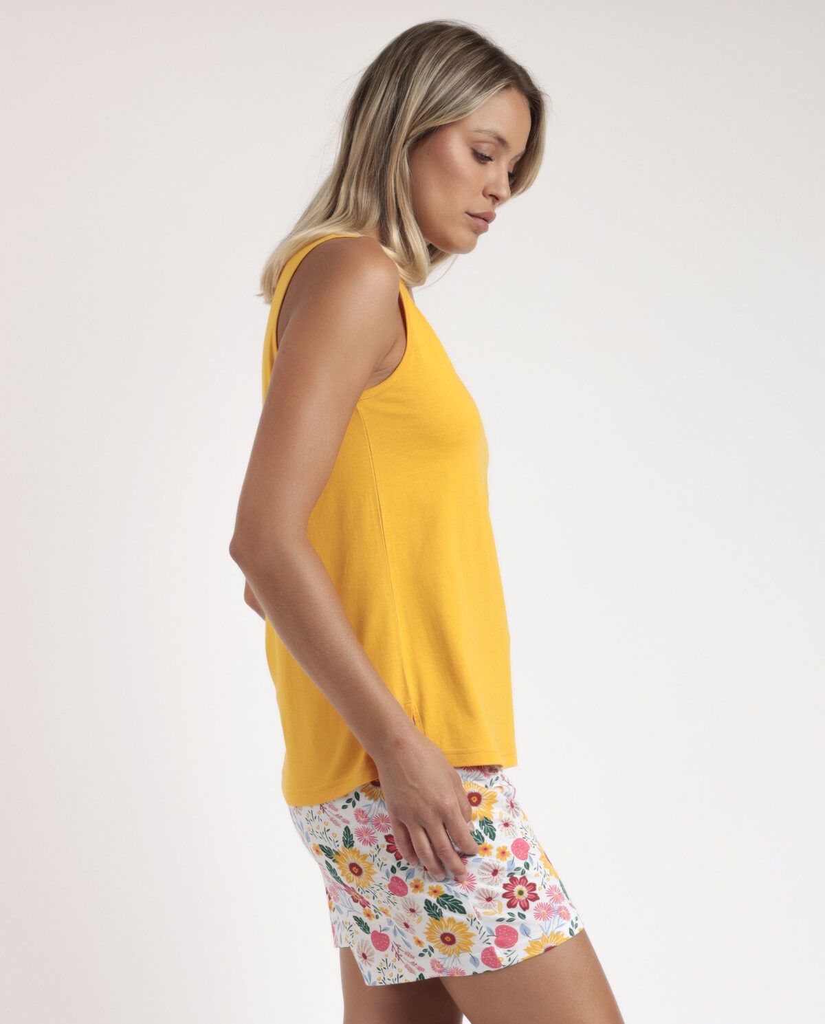 ADMAS Pijama Sin Mangas Gold Flowers para Mujer - Imagen 2