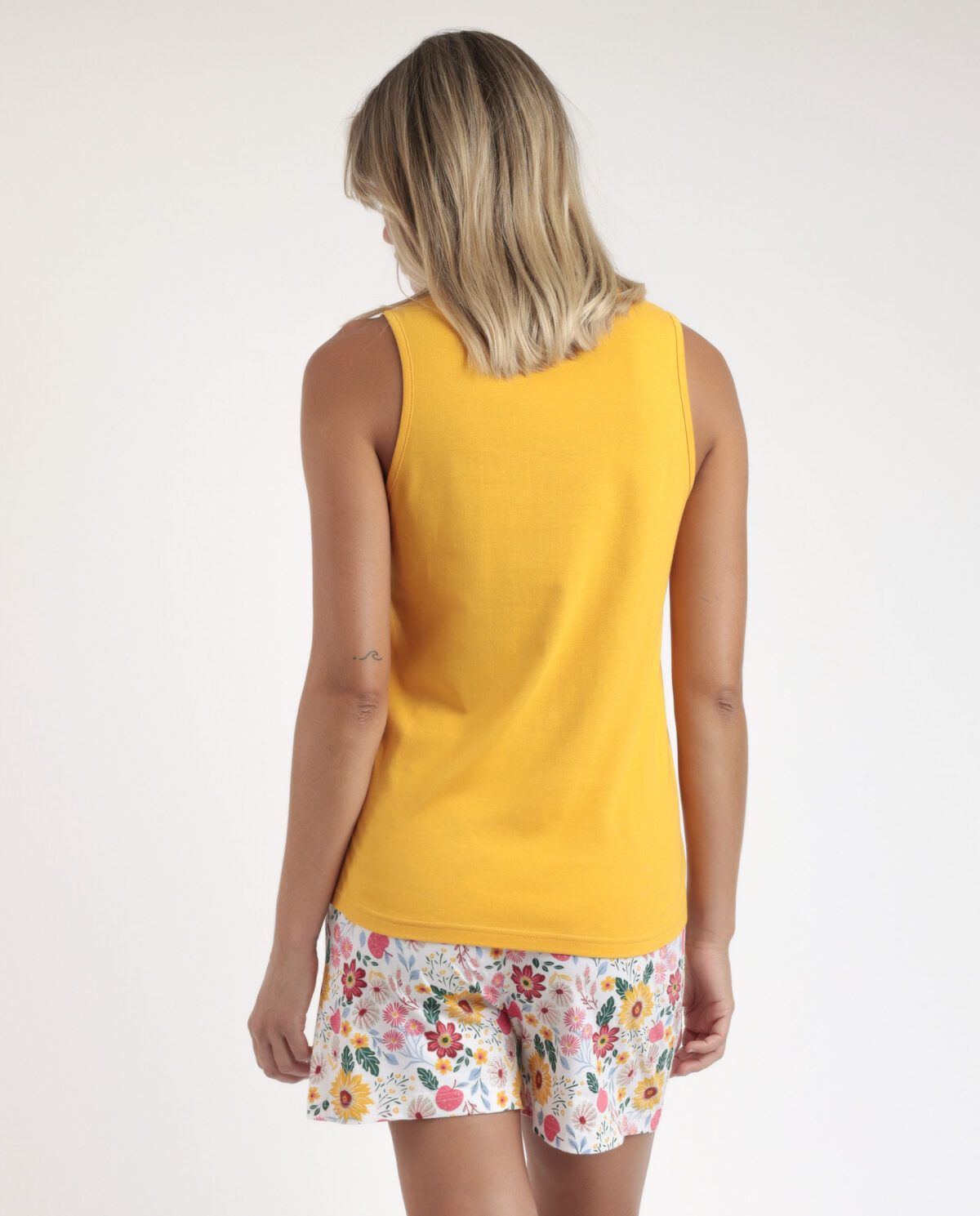 ADMAS Pijama Sin Mangas Gold Flowers para Mujer - Imagen 3