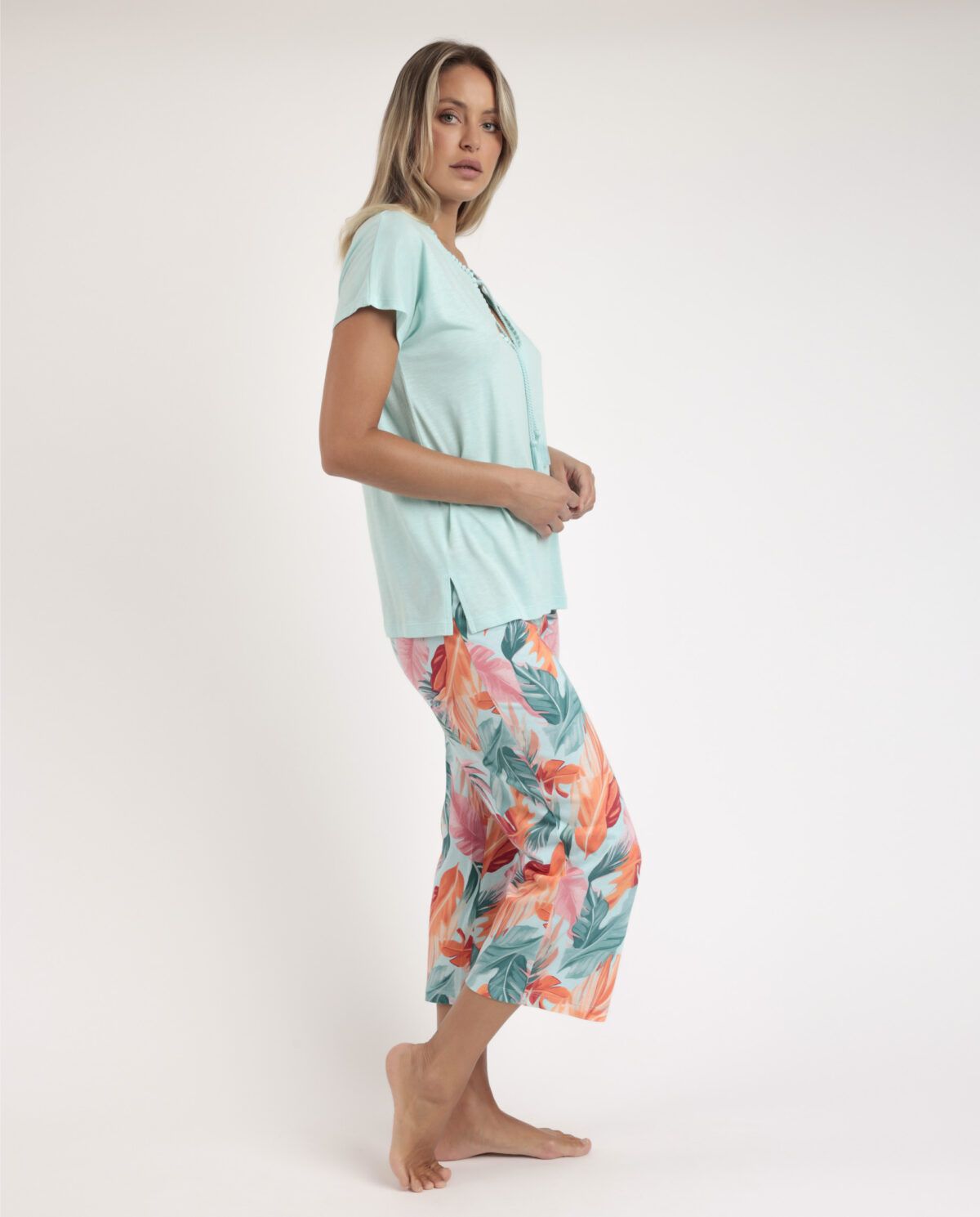 ADMAS GARDEN Pijama Manga Caída Color Leaves para Mujer - Imagen 2