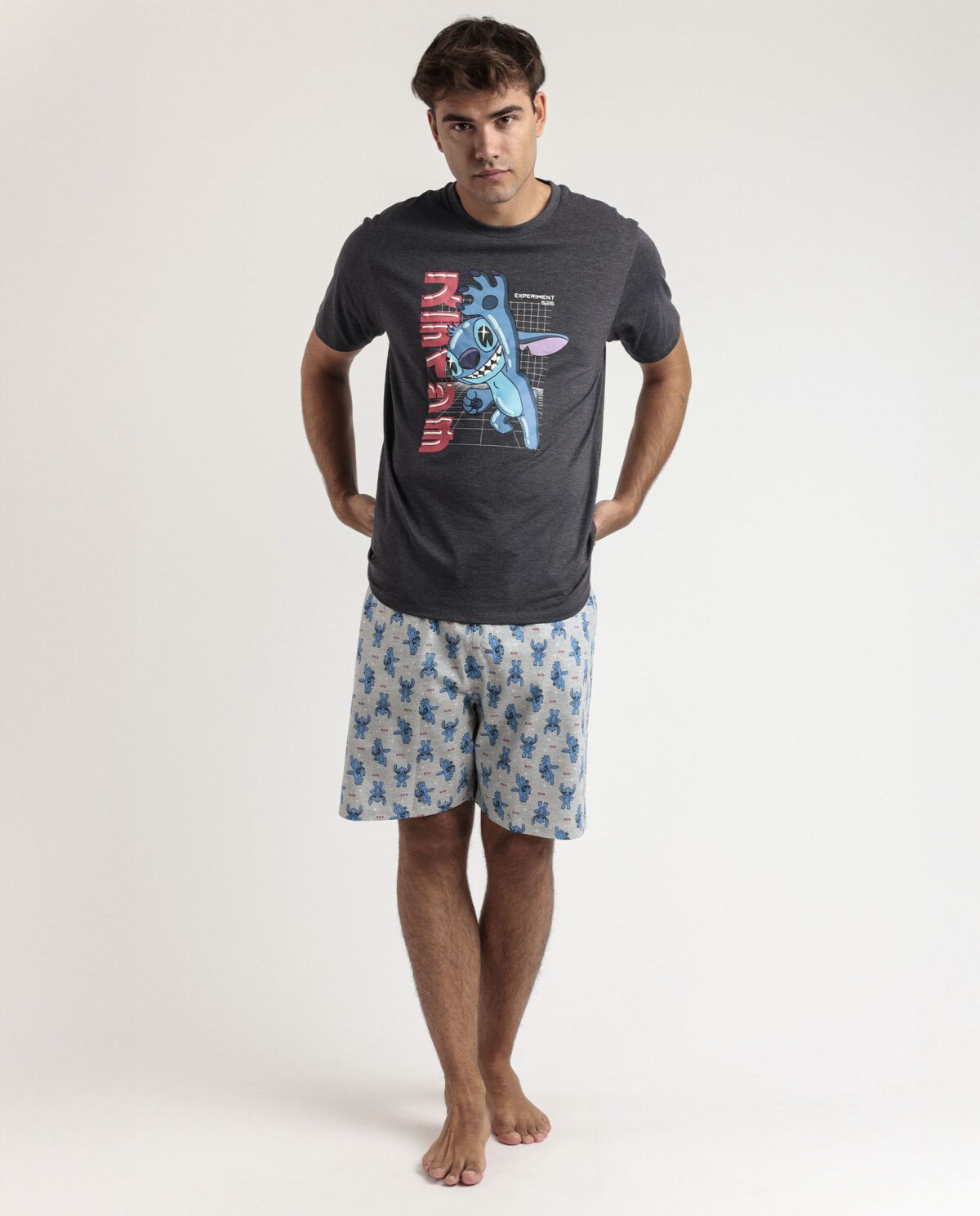 DISNEY Pijama Manga Corta Stitch Anime para Hombre