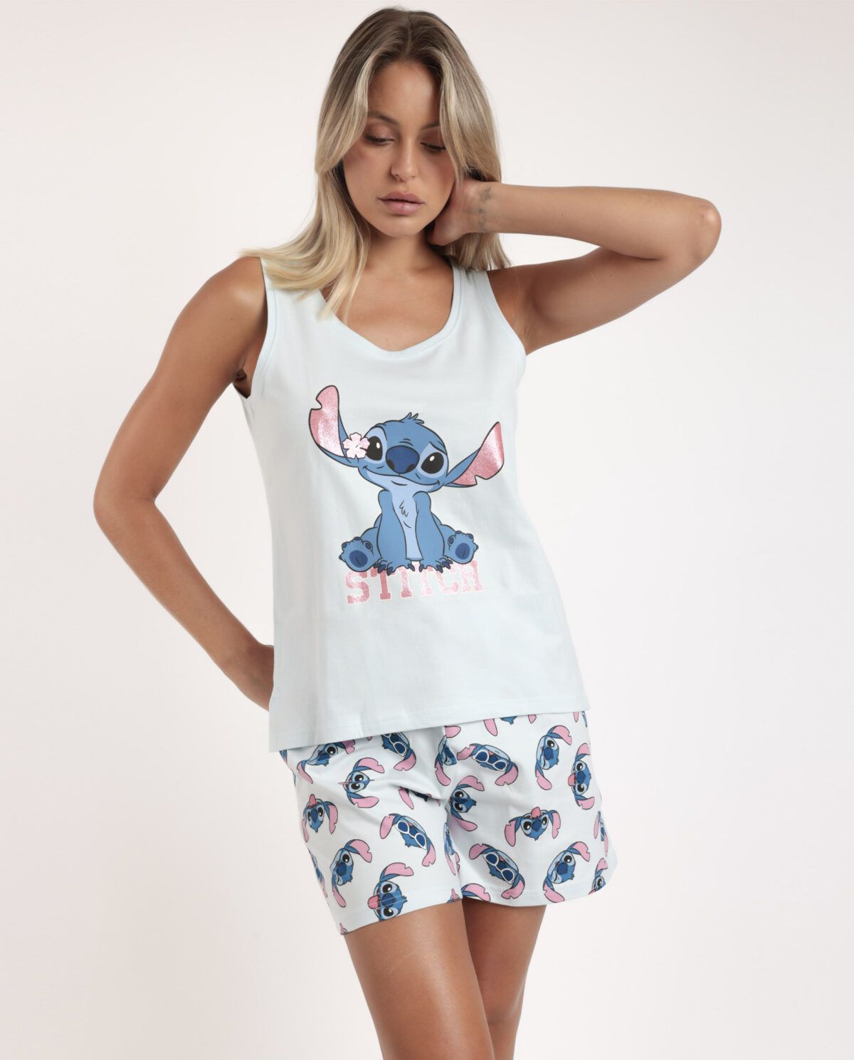 DISNEY Pijama Sin Mangas Stitches para Mujer