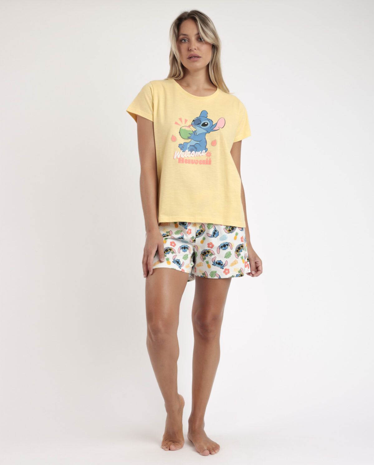 DISNEY Pijama Manga Corta Tropical Stitch para Mujer