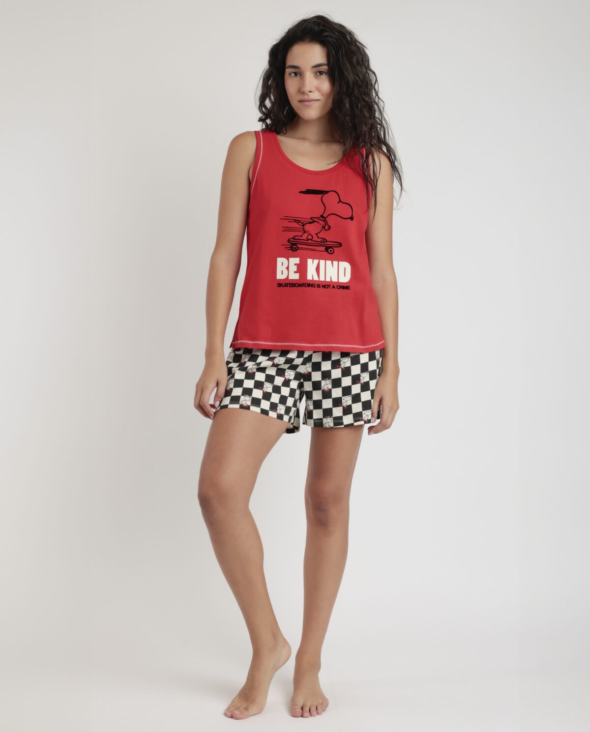 PEANUTS Pijama Sin Mangas Skate Is Not A Crime para Mujer